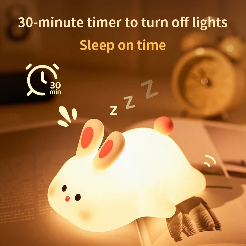 Cute Rabbit Silicone Lamp Soft Touch Night Light For Kids And Home Decor